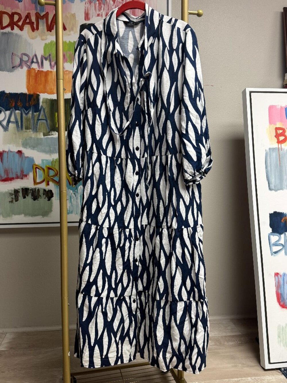 Beautiful Blue & White Midi-Dress MLLE GABRIELLE
